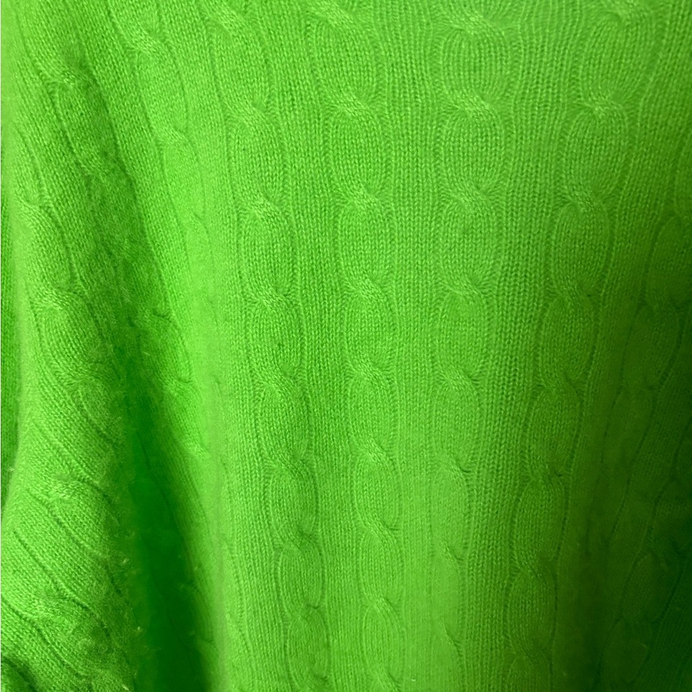 Polo Ralph Lauren Vintage 100% Cashmere Cable Knit Sweater Men Lime Green XL - Picture 2 of 5